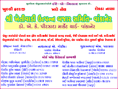 વાંકાનેર માર્કેટિંગ યાર્ડ તરફથી ઈદ-એ-મિલાદુન્નબીની મુબારકબાદી