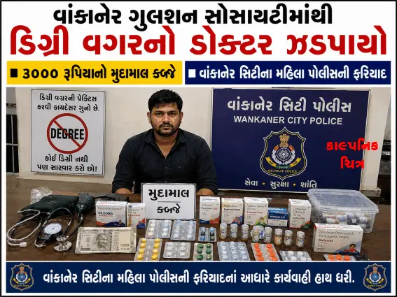ગુલશન સોસાયટીમાંથી ડિગ્રી વગરનો ડોક્ટર ઝડપાયો