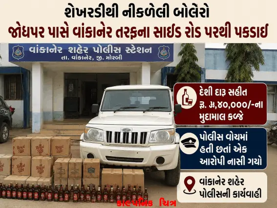 શેખરડીથી નીકળેલી બોલેરો જોધપર પાસેથી પકડાઈ